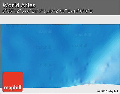 Physical 3D Map of the Area around 6° 38' 39" S, 48° 31' 29" E
