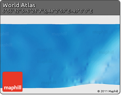 Physical 3D Map of the Area around 6° 38' 39" S, 48° 31' 29" E