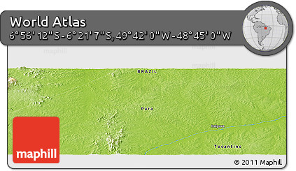 Physical Panoramic Map of the Area around 6° 38' 39" S, 49° 13' 30" W