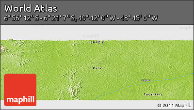 Physical Panoramic Map of the Area around 6° 38' 39" S, 49° 13' 30" W