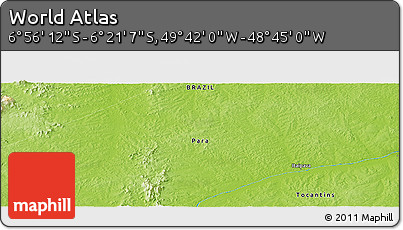 Physical Panoramic Map of the Area around 6° 38' 39" S, 49° 13' 30" W