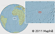 Savanna Style Location Map of the area around 6° 38' 39" S, 5° 1' 30" W, hill shading