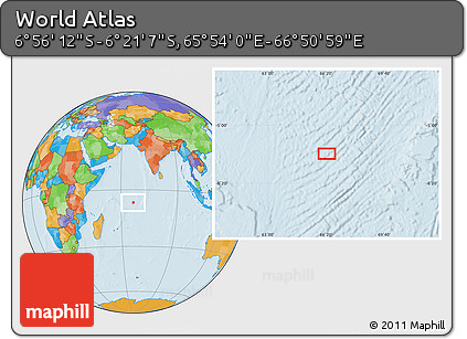 Political Location Map of the Area around 6° 38' 39" S, 66° 22' 30" E