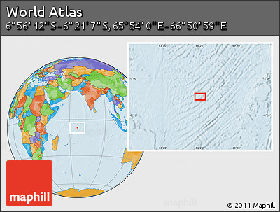 Political Location Map of the Area around 6° 38' 39" S, 66° 22' 30" E