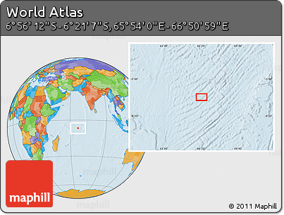 Political Location Map of the Area around 6° 38' 39" S, 66° 22' 30" E