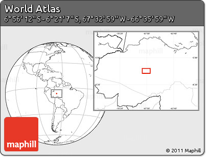 Blank Location Map of the Area around 6° 38' 39" S, 67° 4' 29" W