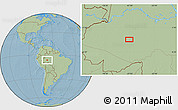Savanna Style Location Map of the area around 6° 38' 39" S, 67° 4' 29" W, hill shading
