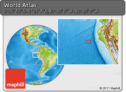 Physical Location Map of the Area around 6° 38' 39" S, 83° 13' 29" W