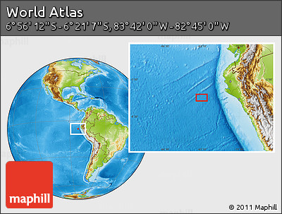 Physical Location Map of the Area around 6° 38' 39" S, 83° 13' 29" W