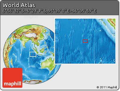 Physical Location Map of the Area around 6° 38' 39" S, 96° 7' 30" E