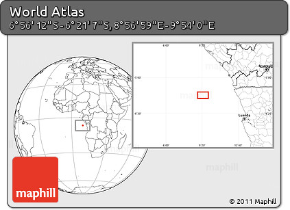 Blank Location Map of the Area around 6° 38' 39" S, 9° 25' 30" E