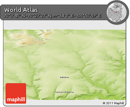 Physical 3D Map of the Area around 70° 13' 33" N, 100° 22' 30" E