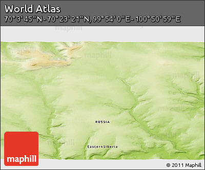 Physical 3D Map of the Area around 70° 13' 33" N, 100° 22' 30" E