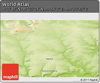 Physical 3D Map of the Area around 70° 13' 33" N, 100° 22' 30" E