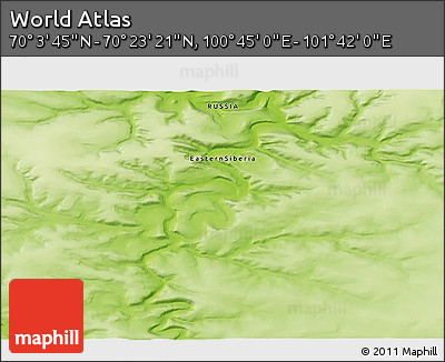 Physical 3D Map of the Area around 70° 13' 33" N, 101° 13' 29" E