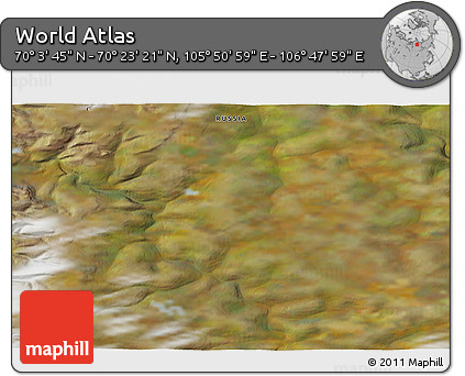 Satellite 3D Map of the Area around 70° 13' 33" N, 106° 19' 29" E
