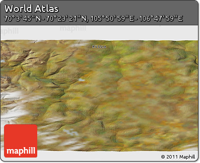 Satellite 3D Map of the Area around 70° 13' 33" N, 106° 19' 29" E