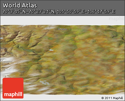 Satellite 3D Map of the Area around 70° 13' 33" N, 106° 19' 29" E