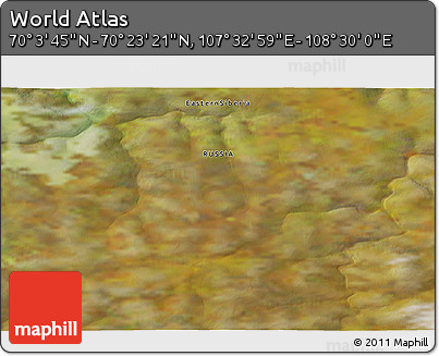 Satellite 3D Map of the Area around 70° 13' 33" N, 108° 1' 30" E