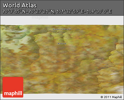 Satellite 3D Map of the Area around 70° 13' 33" N, 108° 1' 30" E