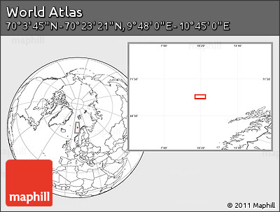 Blank Location Map of the Area around 70° 13' 33" N, 10° 16' 30" E