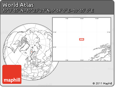 Blank Location Map of the Area around 70° 13' 33" N, 10° 16' 30" E
