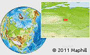 Physical Location Map of the area around 70° 13' 33" N, 112° 16' 30" E