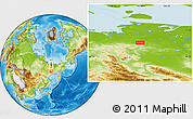 Physical Location Map of the area around 70° 13' 33" N, 142° 1' 30" E