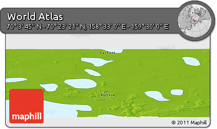 Physical Panoramic Map of the Area around 70° 13' 33" N, 159° 1' 30" E