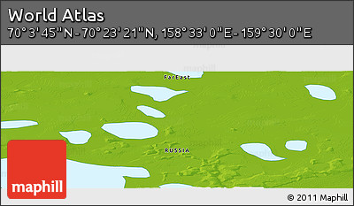 Physical Panoramic Map of the Area around 70° 13' 33" N, 159° 1' 30" E