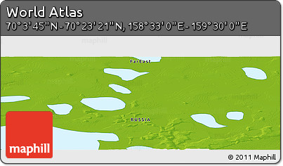 Physical Panoramic Map of the Area around 70° 13' 33" N, 159° 1' 30" E
