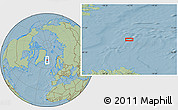Savanna Style Location Map of the area around 70° 13' 33" N, 15° 13' 29" W, hill shading