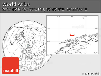 Blank Location Map of the Area around 70° 13' 33" N, 16° 13' 30" E
