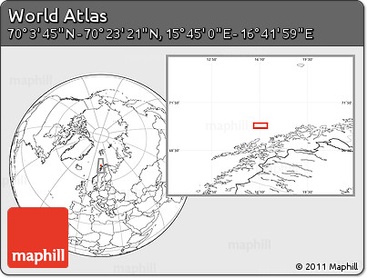Blank Location Map of the Area around 70° 13' 33" N, 16° 13' 30" E