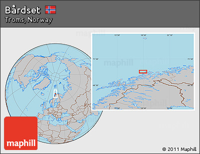 Gray Location Map of Bårdset