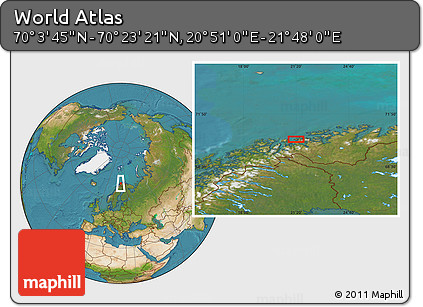 Satellite Location Map of the Area around 70° 13' 33" N, 21° 19' 30" E
