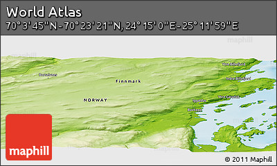 Physical Panoramic Map of the Area around 70° 13' 33" N, 24° 43' 30" E
