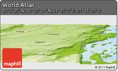 Physical Panoramic Map of the Area around 70° 13' 33" N, 24° 43' 30" E