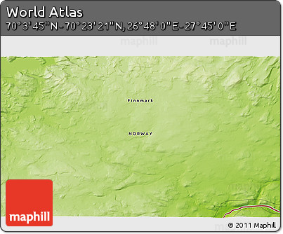 Physical 3D Map of the Area around 70° 13' 33" N, 27° 16' 29" E