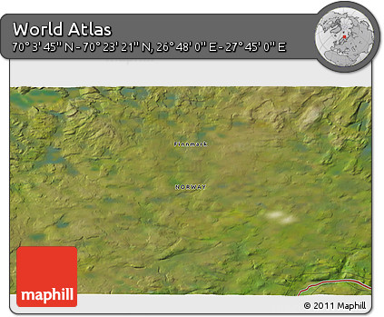Satellite 3D Map of the Area around 70° 13' 33" N, 27° 16' 29" E