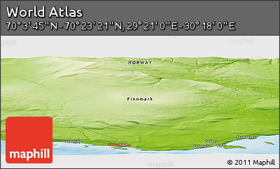 Physical Panoramic Map of the Area around 70° 13' 33" N, 29° 49' 30" E