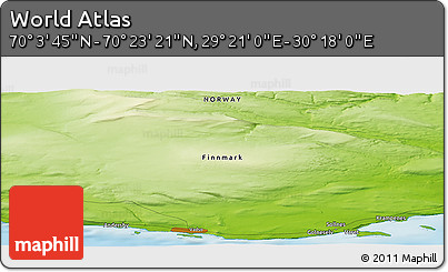 Physical Panoramic Map of the Area around 70° 13' 33" N, 29° 49' 30" E
