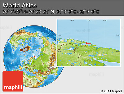 Physical Location Map of the Area around 70° 13' 33" N, 31° 31' 29" E