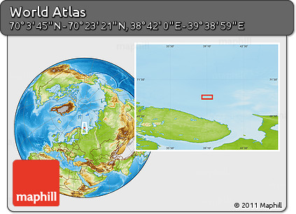 Physical Location Map of the Area around 70° 13' 33" N, 39° 10' 29" E