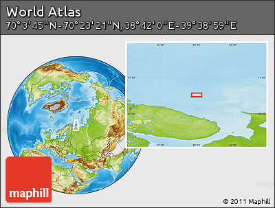 Physical Location Map of the Area around 70° 13' 33" N, 39° 10' 29" E