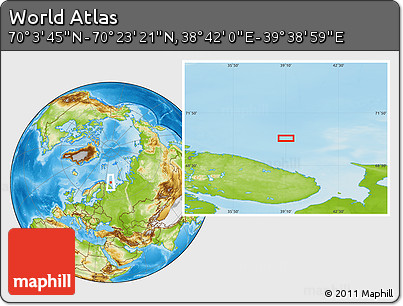 Physical Location Map of the Area around 70° 13' 33" N, 39° 10' 29" E