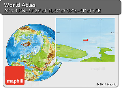 Physical Location Map of the Area around 70° 13' 33" N, 40° 52' 30" E