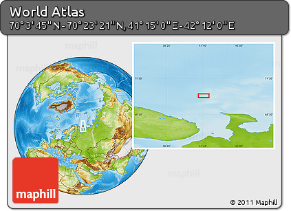 Physical Location Map of the Area around 70° 13' 33" N, 41° 43' 30" E