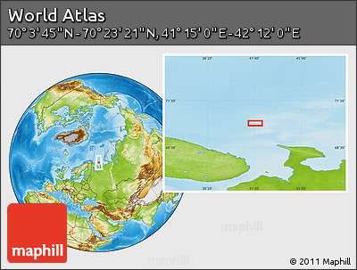 Physical Location Map of the Area around 70° 13' 33" N, 41° 43' 30" E