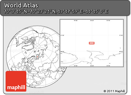 Blank Location Map of the Area around 70° 13' 33" N, 44° 16' 29" E